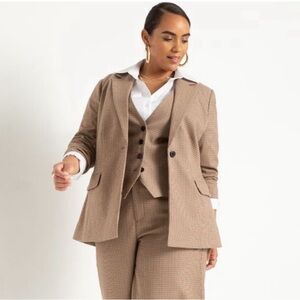 Eloquii Tan Plaid Suit Jacket (20) & Pants (24)